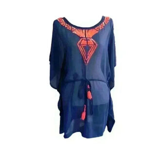 F&F sheer beautiful sequined tassels open sleeve cover up